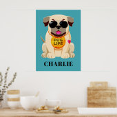 Mops Life individuelle Name & Farbposter Poster (Küche)