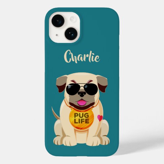 Mops Life individuelle Name & Farbtelefongehäuse Case-Mate iPhone Hülle (Rückseite)
