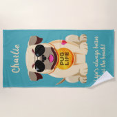 Mops Life individuelle Name & Text Strandtuch (Vorderseite)