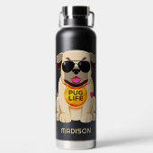 Mops Life individuelle Name Trinkflasche (Rückseite)