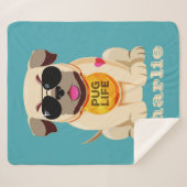 Mops Life individuelle Name- und Farbvlies-Decken Sherpadecke (Vorderseite (Horizontal))