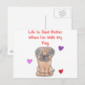 Mops Life ist einfach besser Postkarte (Vorne/Hinten)