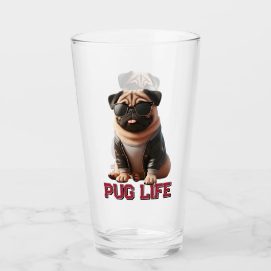 Mops Life Niedlich Mops Hund Glas (Vorderseite)
