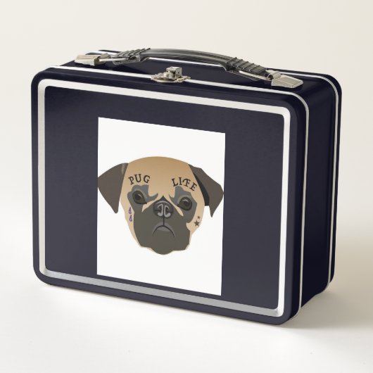 Mops Life Niedlich Mops Lover Geschenk Metall Brotdose (Vorderseite)