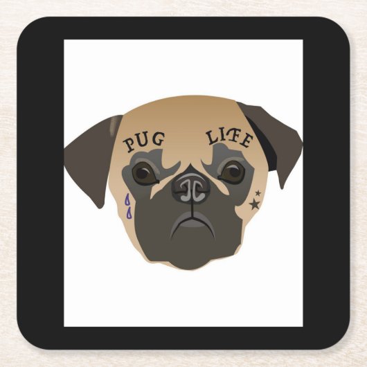 Mops Life Niedlich Mops Lover Geschenk Rechteckiger Pappuntersetzer (Vorderseite)
