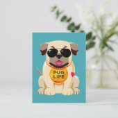Mops Life-Postkarte Postkarte (Stehend Vorderseite)