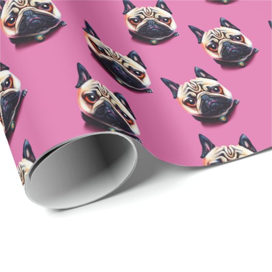 Mops Life - rosa Packpapier (Rolleneckpunkt)