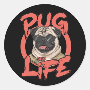 Mops Life Runder Aufkleber
