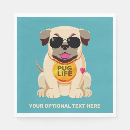 Mops Life - Sondertext und Farbe Serviette (Vorderseite)