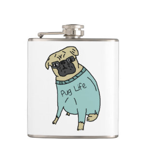 Mops Life - Witziges Hund im Pullover Flachmann