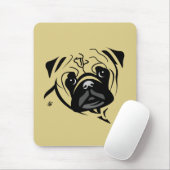 Mops Line Portrait Mousepad (Mit Mouse)