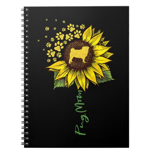 Mops Lover Dog Mama Sonnenblumen Mops Lover Dog Ma Notizblock (Vorderseite)