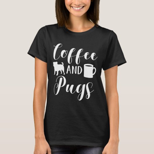 Mops Lover Geschenk Mops Eigentümer Kaffee und Möp T-Shirt (Vorderseite)