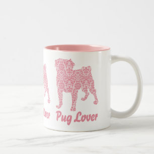 Mops Lover Rosa Vintager Damast Zweifarbige Tasse