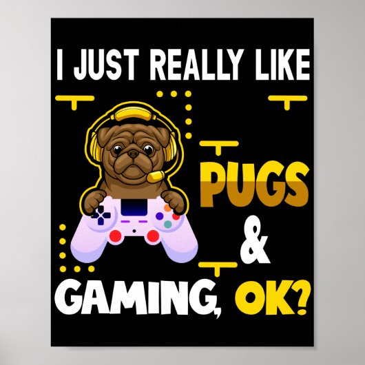 Mops Lover Video Games Dog Mops Gaming for Gamer Poster (Vorne)