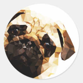 Mops Low Poly Art Runder Aufkleber