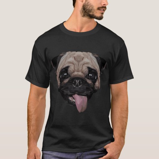 Mops Low Poly. T-Shirt (Vorderseite)