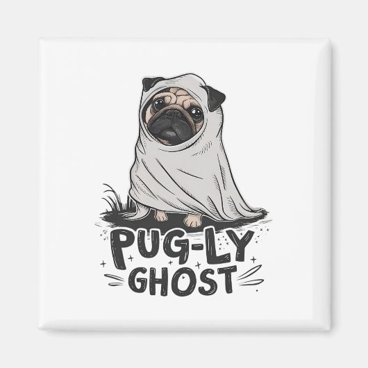 Mops-ly Ghost Funny Dog Puns Halloween Mops Eigent Magnet (Vorne)