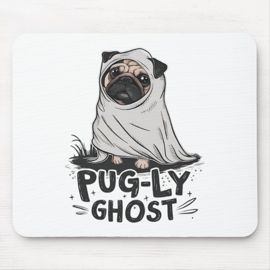 Mops-ly Ghost Funny Dog Puns Halloween Mops Eigent Mousepad (Vorne)