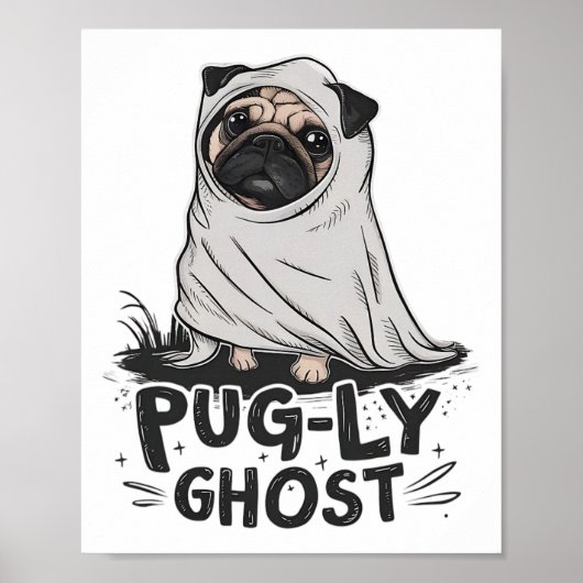 Mops-ly Ghost Funny Dog Puns Halloween Mops Eigent Poster (Vorne)
