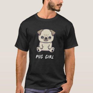 Mops-Mädchen Süß Lustiger Hundebesitzer Familie T-Shirt
