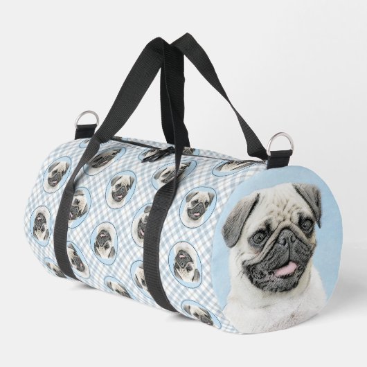 Mops Malerei Fawn Silver Niedlich Original Haustie Duffle Bag (Linke Seite)