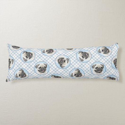 Mops Malerei Fawn Silver Niedlich Original Haustie Seitenschläferkissen (Vorderseite)