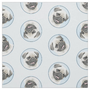 Mops Malerei Fawn Silver Niedlich Original Haustie Stoff