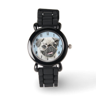 Mops Malerei - Niedliche Original Hunde Kunst Armbanduhr