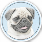 Mops Malerei - Niedliche Original Hunde Kunst Aufkleber (Vorderseite)