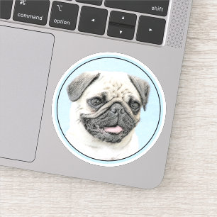Mops Malerei - Niedliche Original Hunde Kunst Aufkleber