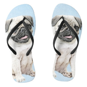 Mops Malerei - Niedliche Original Hunde Kunst Badesandalen
