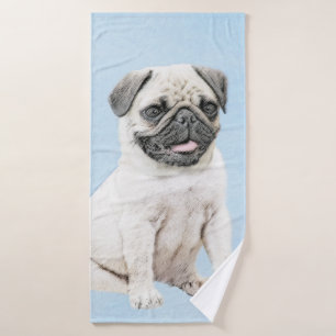 Mops Malerei - Niedliche Original Hunde Kunst Badhandtuch Set