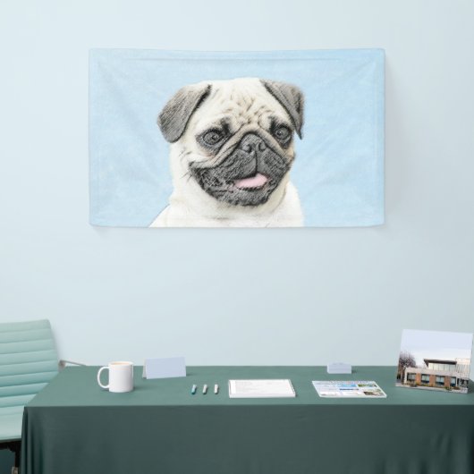 Mops Malerei - Niedliche Original Hunde Kunst Banner (Messeveranstaltung)