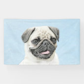 Mops Malerei - Niedliche Original Hunde Kunst Banner (Horizontal)