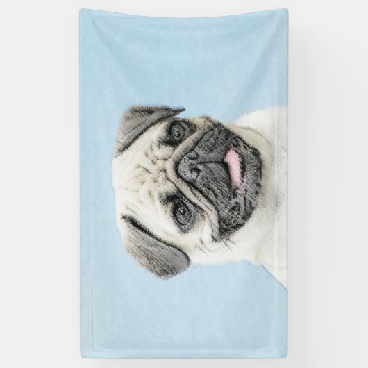 Mops Malerei - Niedliche Original Hunde Kunst Banner (Vertikal)