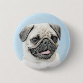 Mops Malerei - Niedliche Original Hunde Kunst Button (Vorderseite)
