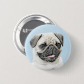 Mops Malerei - Niedliche Original Hunde Kunst Button (Vorne & Hinten)