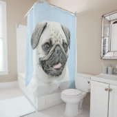 Mops Malerei - Niedliche Original Hunde Kunst Duschvorhang (Beispiel)
