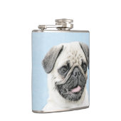 Mops Malerei - Niedliche Original Hunde Kunst Flachmann (Rechts)