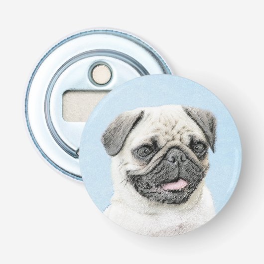 Mops Malerei - Niedliche Original Hunde Kunst Flaschenöffner (Vorderseite)