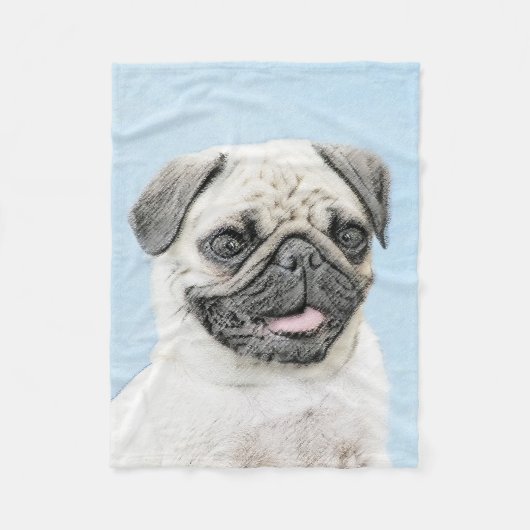 Mops Malerei - Niedliche Original Hunde Kunst Fleecedecke (Vorderseite)