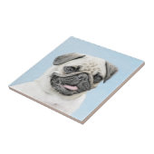 Mops Malerei - Niedliche Original Hunde Kunst Fliese (Seite)