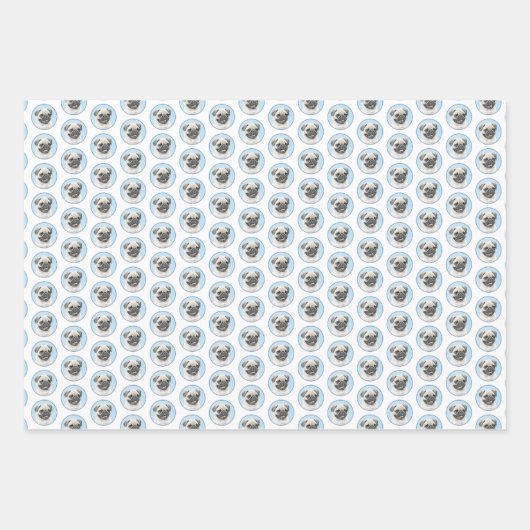 Mops Malerei - Niedliche Original Hunde Kunst Geschenkpapier Set (Vorderseite 2)