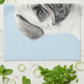 Mops Malerei - Niedliche Original Hunde Kunst Geschirrtuch (Gefaltet)