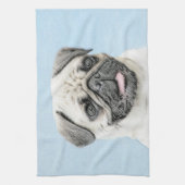 Mops Malerei - Niedliche Original Hunde Kunst Geschirrtuch (Vertikal)