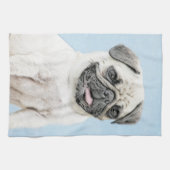 Mops Malerei - Niedliche Original Hunde Kunst Geschirrtuch (Horizontal)