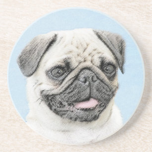 Mops Malerei - Niedliche Original Hunde Kunst Getränkeuntersetzer
