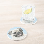 Mops Malerei - Niedliche Original Hunde Kunst Getränkeuntersetzer (Seite)
