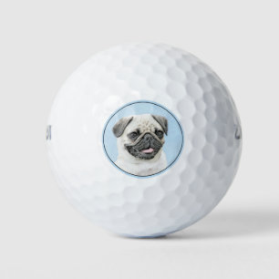 Mops Malerei - Niedliche Original Hunde Kunst Golfball